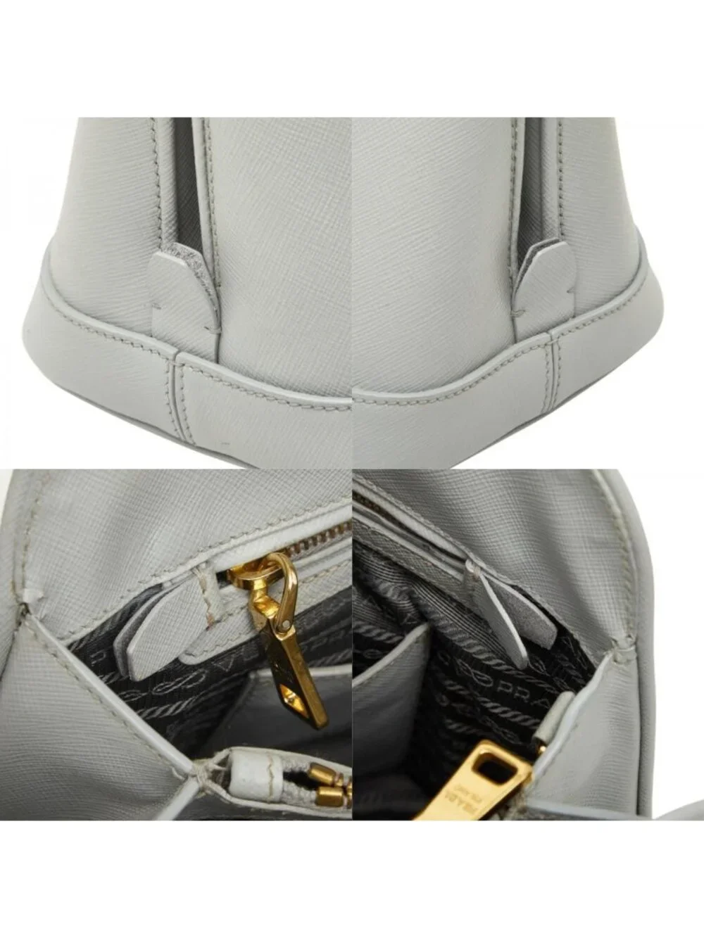 Prada Handbag Blue Gray Leather